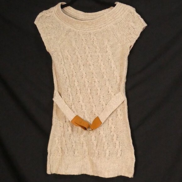 FLUO | medium | Beige Cable-Knit Dress with Belt | NWOT - Picture 1 of 15
